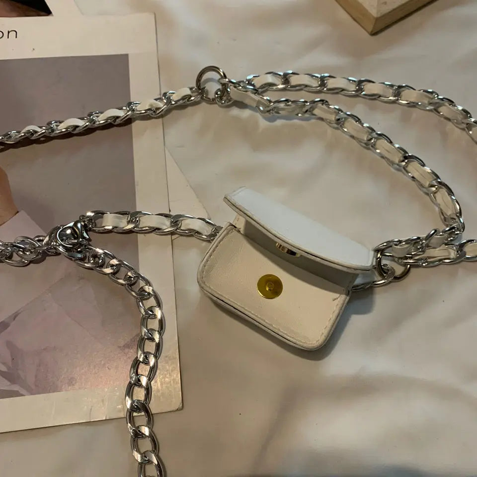 Women MINI Bag Metal Chain PU Hasp Soft Shoulder Bag Pures
