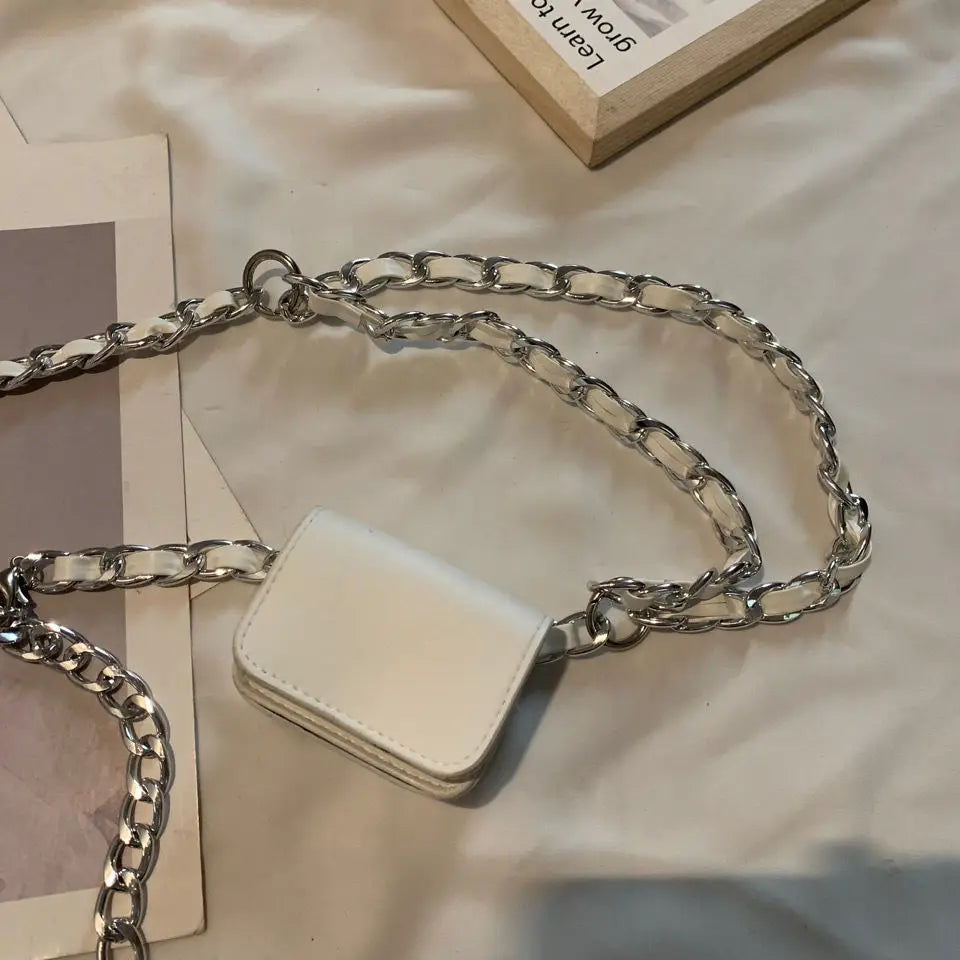 Women MINI Bag Metal Chain PU Hasp Soft Shoulder Bag Pures