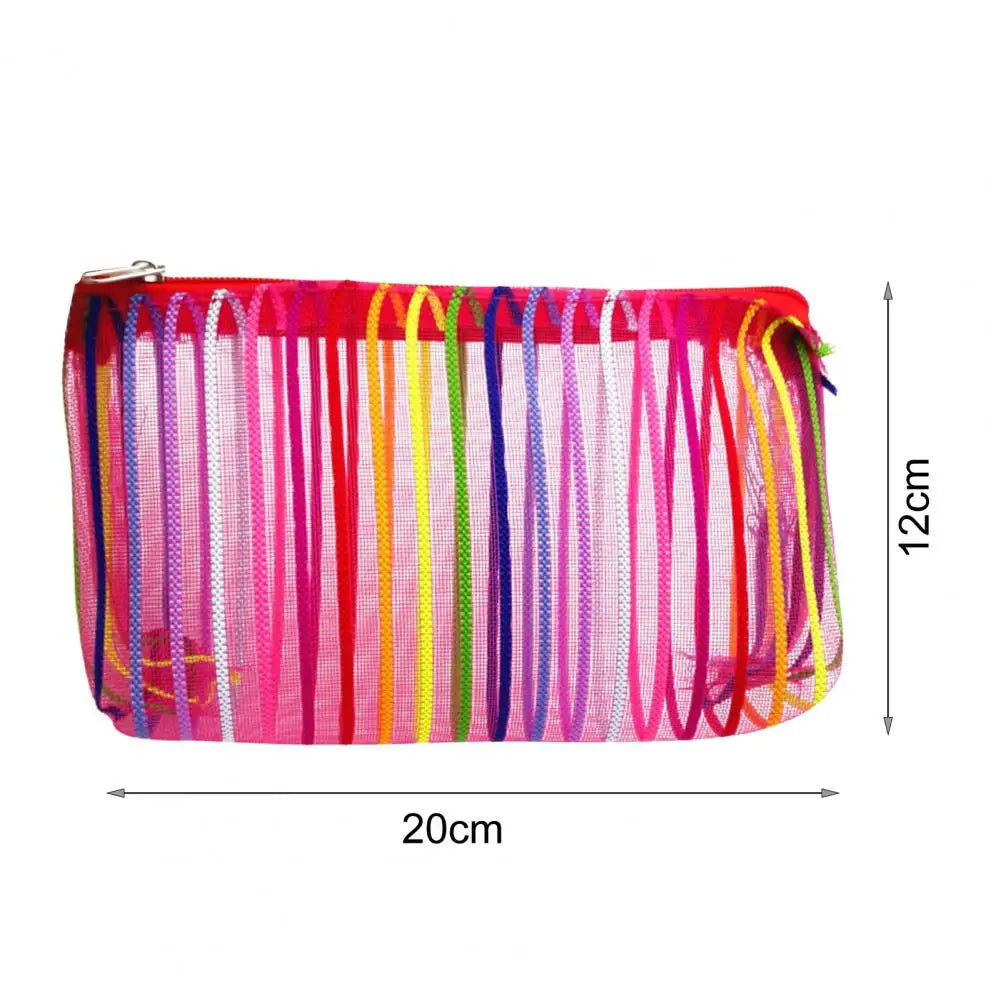 Colorful Striped Makeup Bag High Capacity Dust-proof Portable Toiletries Organiz