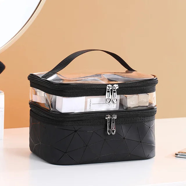 Women Makeup Organizer Bag Portable Outdoor Travel Waterproof PU Cosmetic Bag