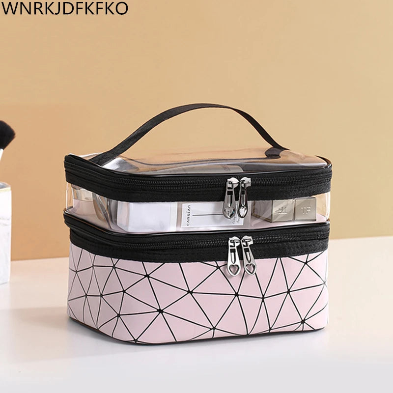 Women Makeup Organizer Bag Portable Outdoor Travel Waterproof PU Cosmetic Bag
