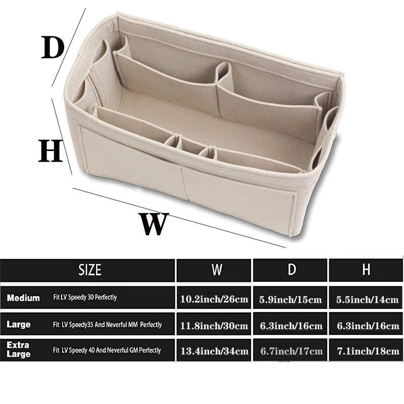Makeup Organizer/Felt Cloth Insert Bag for Handbag Travel Cosmetic Bag