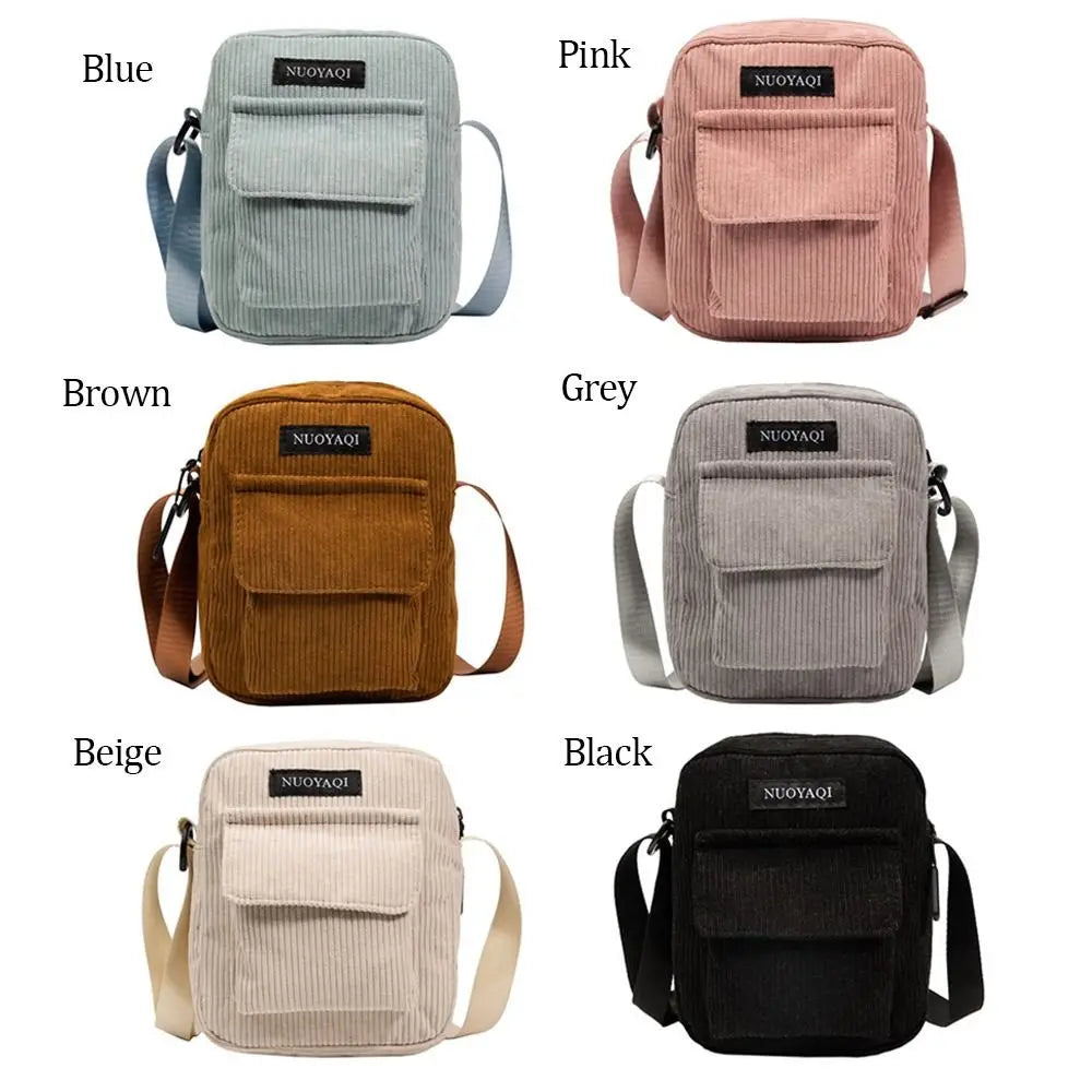 Corduroy Shoulder Bag Small Handbags Casual Outdoor Messenger Bags