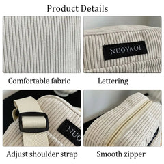 Corduroy Shoulder Bag Small Handbags Casual Outdoor Messenger Bags