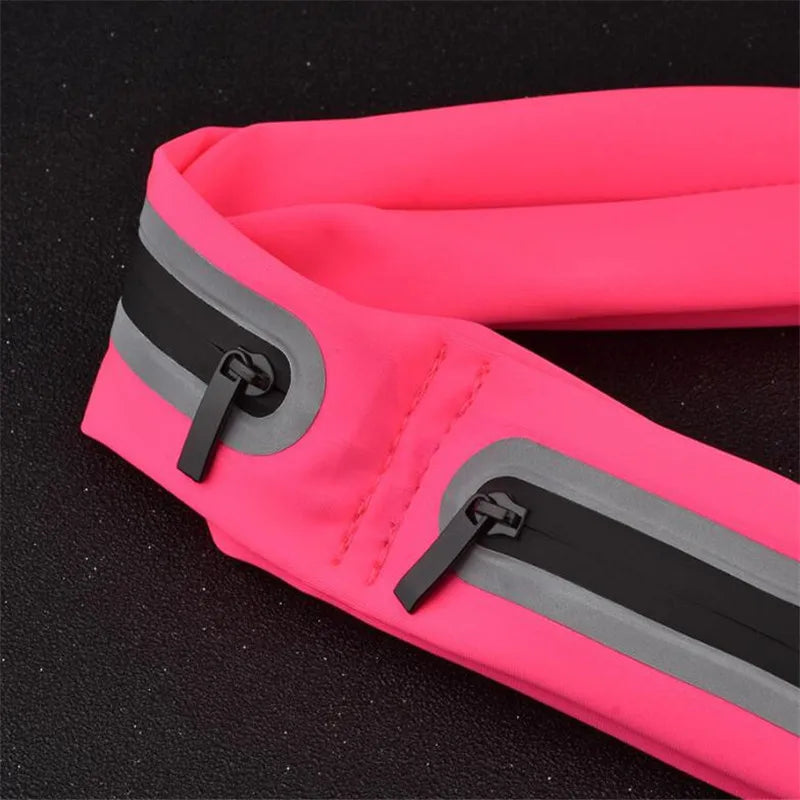 Unisex Fitness Waist Bag with Reflective Strip, Running & Cycling Waist Pack