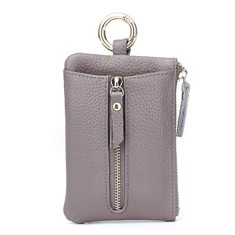 Mini Cow Leather Zipper Coin Purse Multifunction Keys Wallet