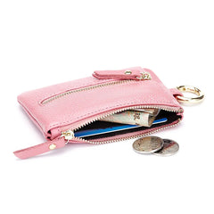 Mini Cow Leather Zipper Coin Purse Multifunction Keys Wallet