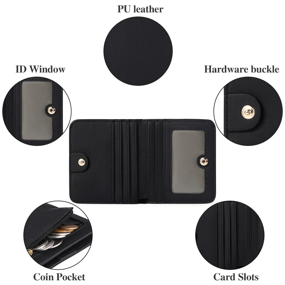 RFID Blocking Leather Bifold Zipper Wallet with ID Window
