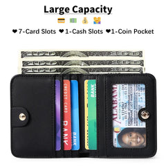 RFID Blocking Leather Bifold Zipper Wallet with ID Window