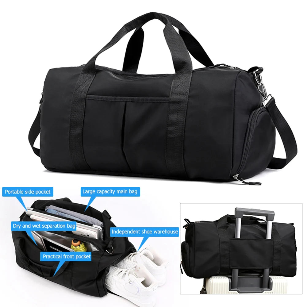 Women Men Sports Gym Shoulder Bag Large Capacity Casual Nylon Handbags