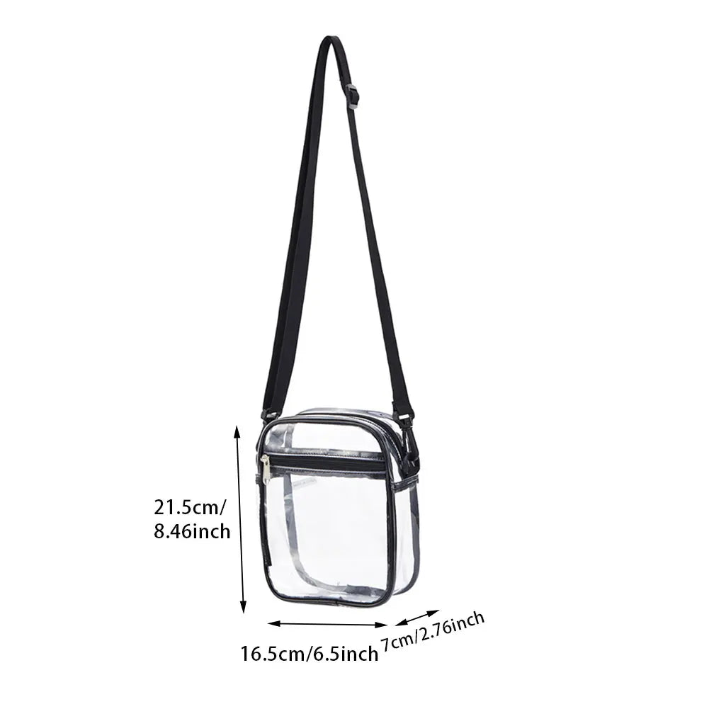 Zipper Closure Waterproof Clear Crossbody Bag Adjustable Strap