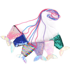 Mermaid Tail Sequins Coin Purse Girls Crossbody Bags Sling Money Change Card Hol