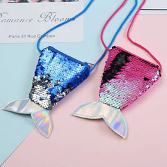 Mermaid Tail Sequins Coin Purse Girls Crossbody Bags Sling Money Change