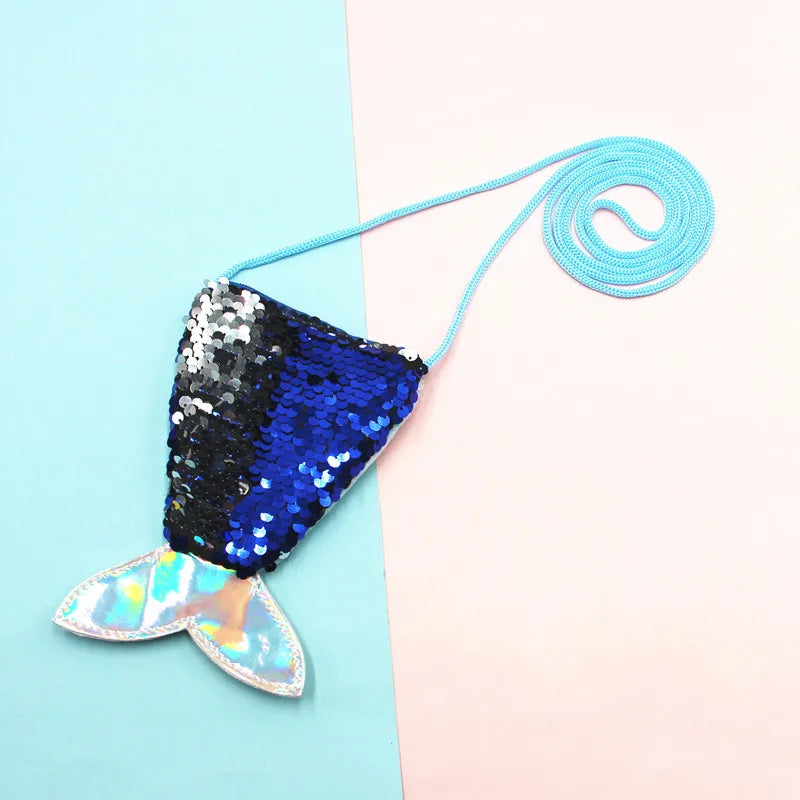 Sequins Mermaid Tail Coin Purse Crossbody Bag for Kids