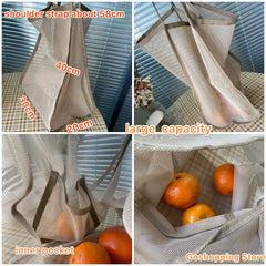 Women Mesh Handbag Foldable Shopping Shoulder Bags Large Casual Tote