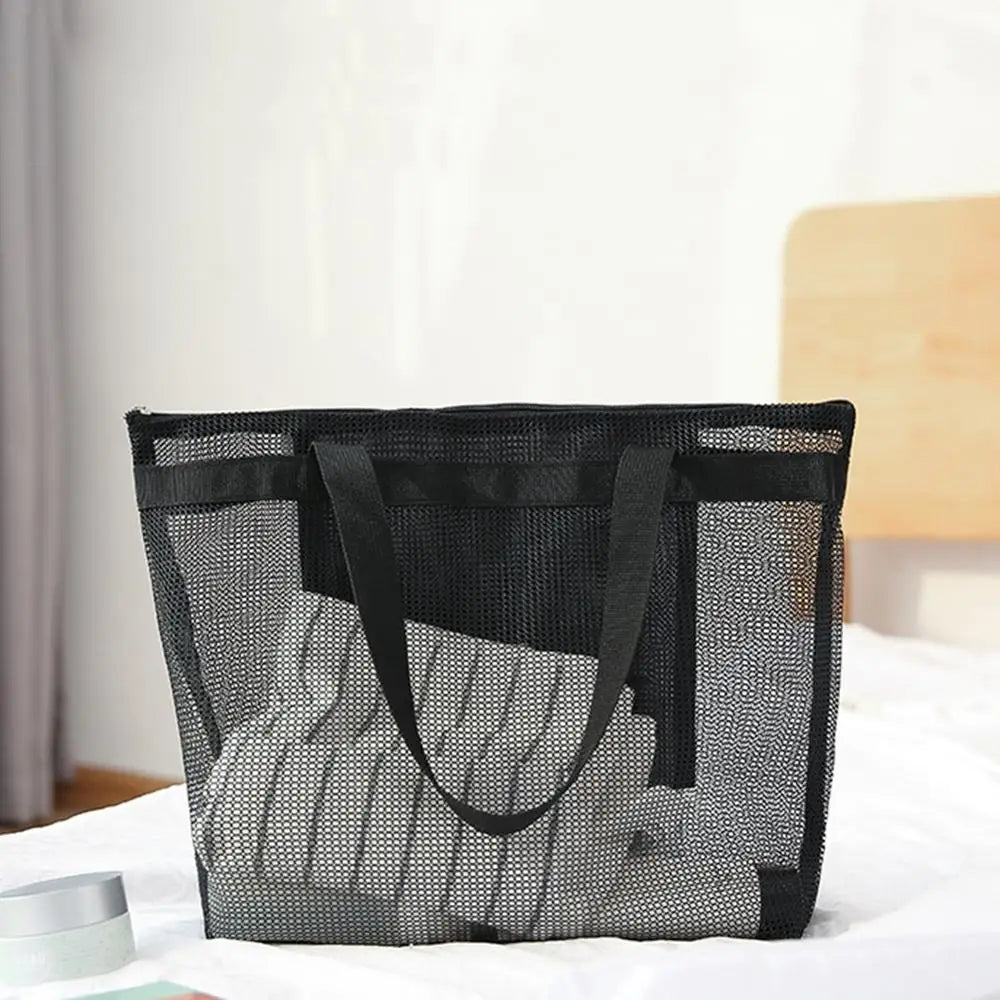 Women Mesh Transparent Bag Large Capacity Picnic Beach Bags Female Casual Solid