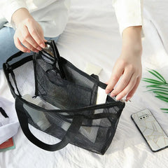 Women Mesh Transparent Bag Large Capacity Picnic Beach Bags Female Casual Solid