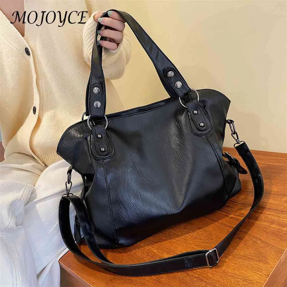 Women Messenger Bag Large PU Leather Crossbody Casual Soft Travel Tote
