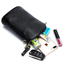 Soft Cow Leather Women's Messenger Bag Zipper Crossbody Phone Holder