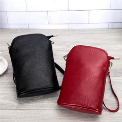 Soft Cow Leather Women Messenger Bag Zipper Crossbody Phone Holder