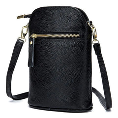 Soft Cow Leather Women Messenger Bag Zipper Crossbody Phone Holder