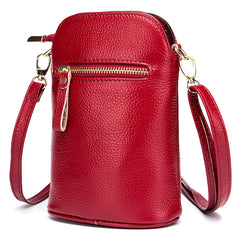 Soft Cow Leather Women Messenger Bag Zipper Crossbody Phone Holder