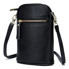 Soft Cow Leather Women's Messenger Bag Zipper Crossbody Phone Holder