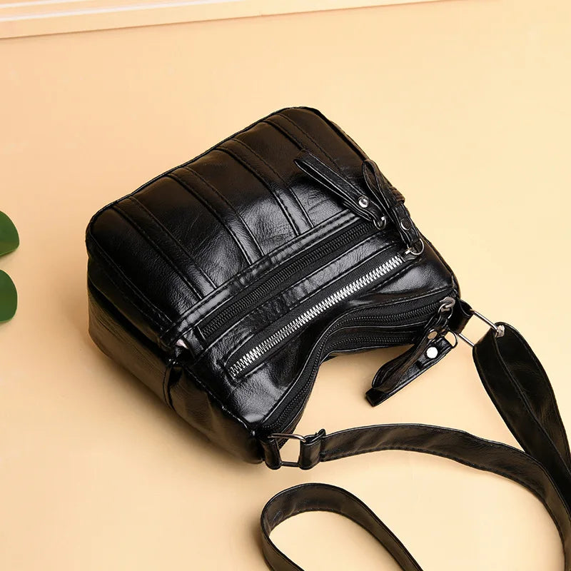 Printed Leather Messenger Bag Women's Shoulder Crossbody Bag