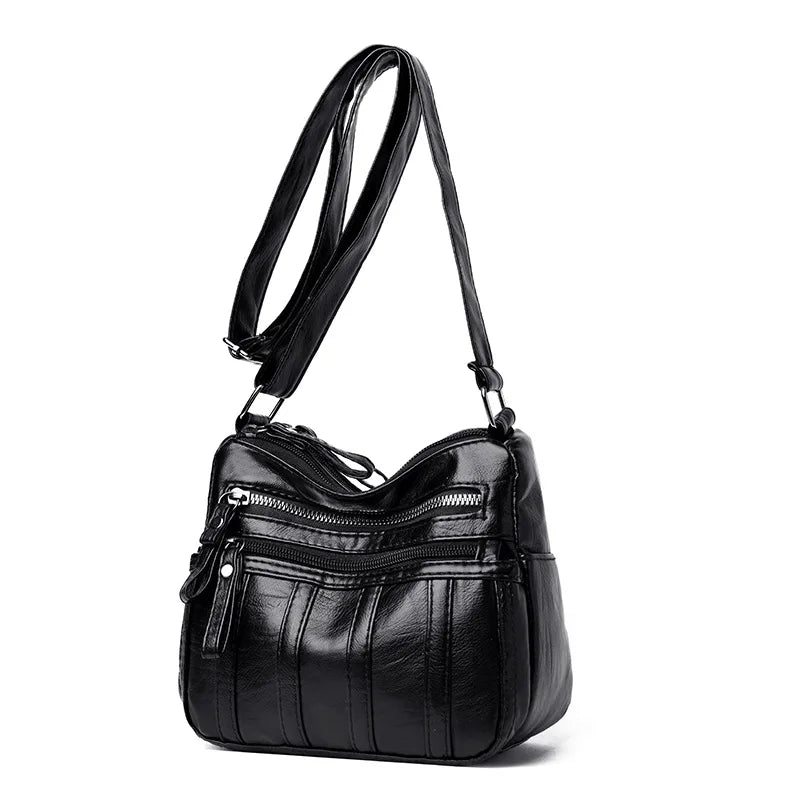 Printed Leather Messenger Bag Women's Shoulder Crossbody Bag