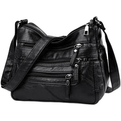 Printed Leather Messenger Bag Women's Shoulder Crossbody Bag