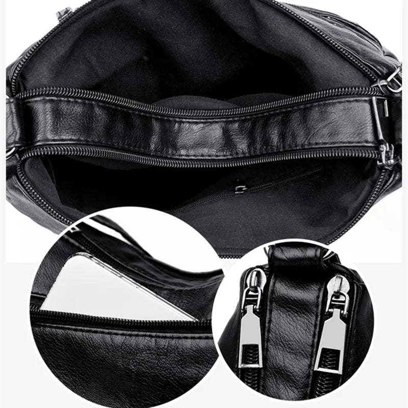 Printed Leather Messenger Bag Women's Shoulder Crossbody Bag