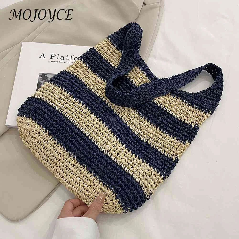 Women Straw Weave Messenger Bag Casual Travel Tote Large Capacity
