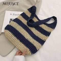 Women Straw Weave Messenger Bag Casual Travel Tote Large Capacity