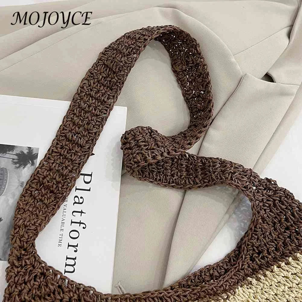 Women Straw Weave Messenger Bag Casual Travel Tote Large Capacity