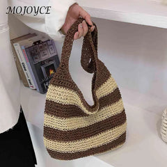 Women Straw Weave Messenger Bag Casual Travel Tote Large Capacity