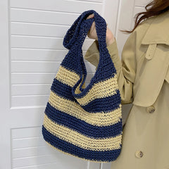 Women Straw Weave Messenger Bag Casual Travel Tote Large Capacity