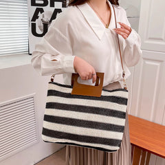 Women Messenger Bag Large Capacity Striped Crossbody Bag Soft & Stylish