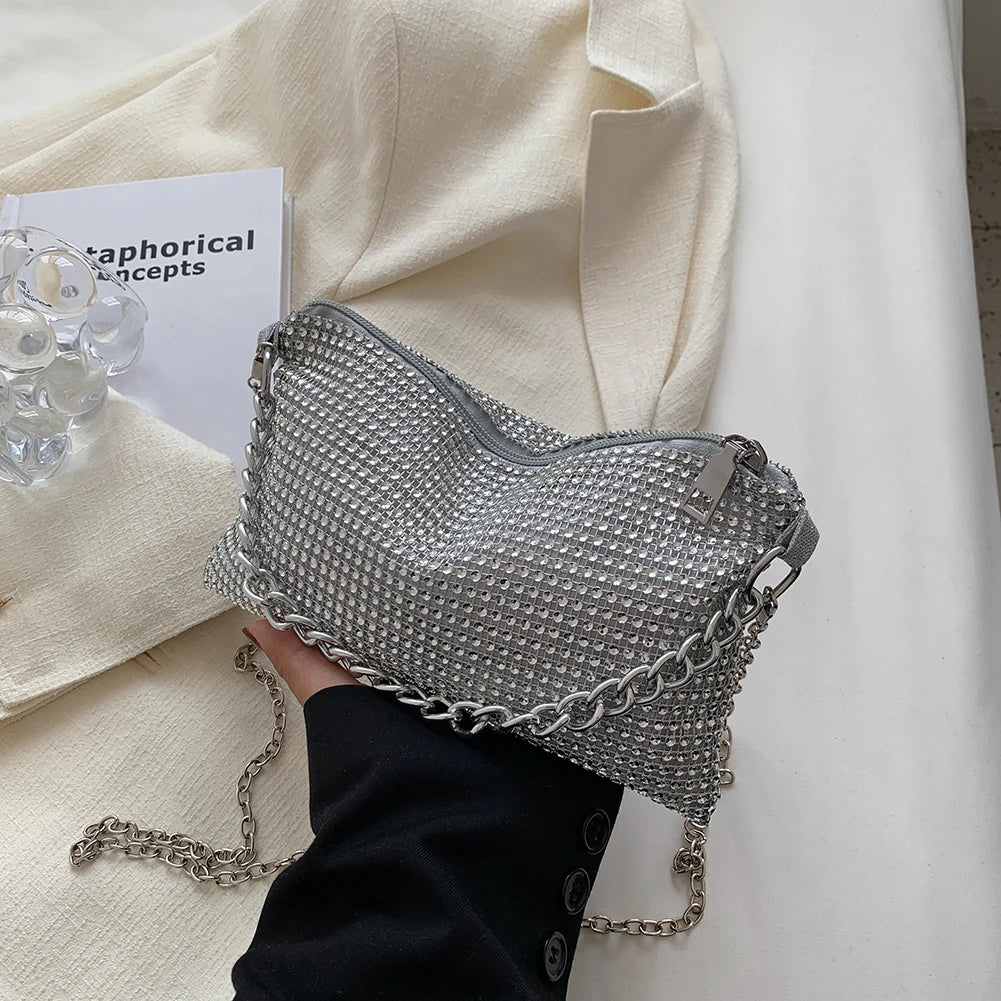 Rhinestone Crossbody Bag Envelope Chain Purse Party Clutch