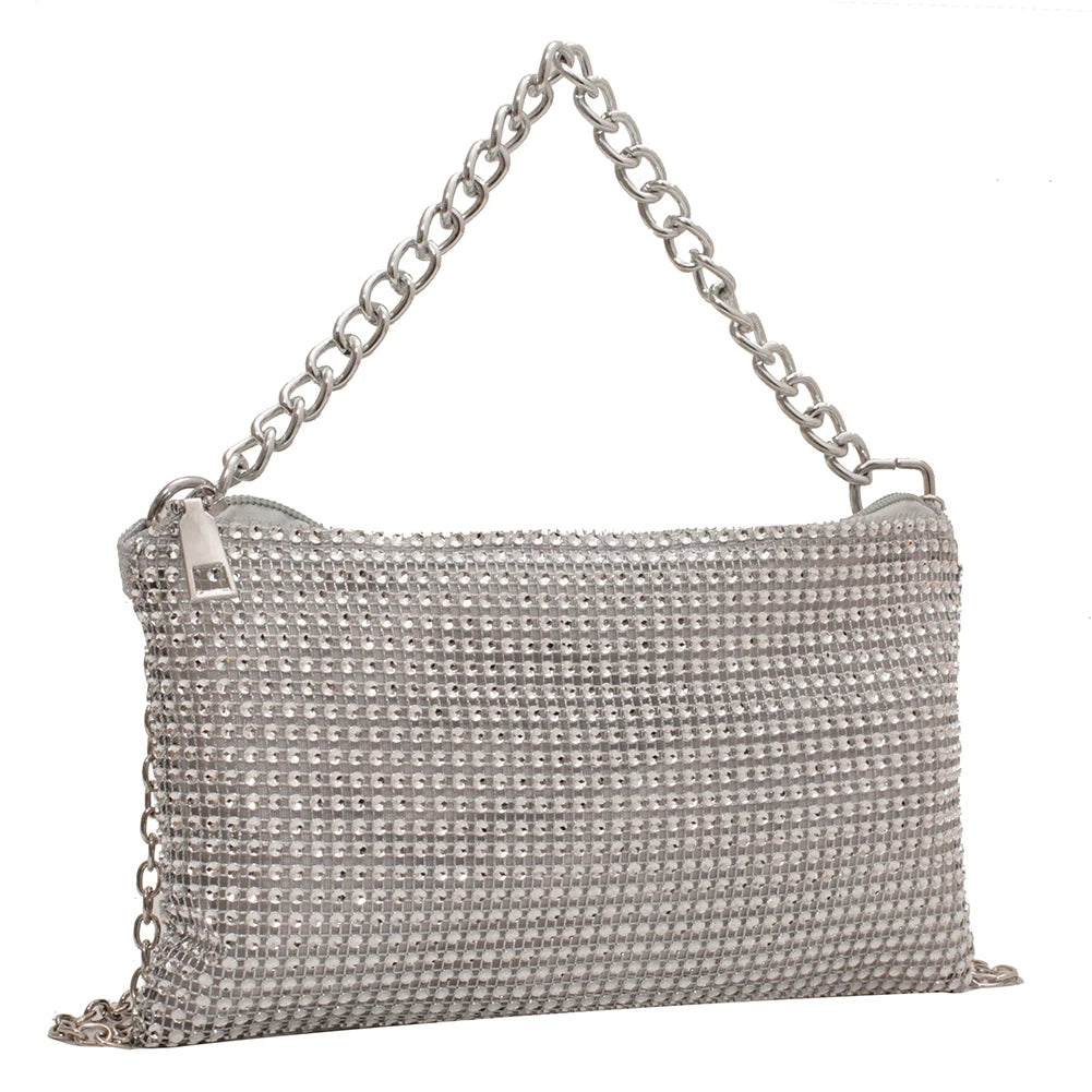 Rhinestone Crossbody Bag Envelope Chain Purse Party Clutch