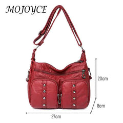 Women Messenger Bag Soft Leather Tote Multi-pocket Adjustable Strap
