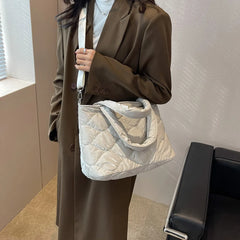 Nylon Cotton-padded Messenger Bag Zipper Satchel
