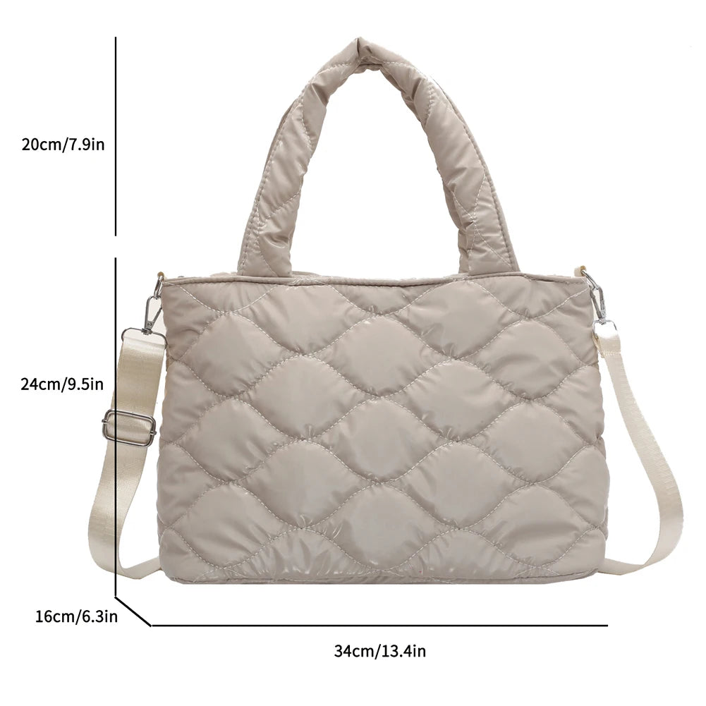 Nylon Cotton-padded Messenger Bag Zipper Satchel