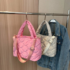 Quilted Nylon Messenger Bag for Women