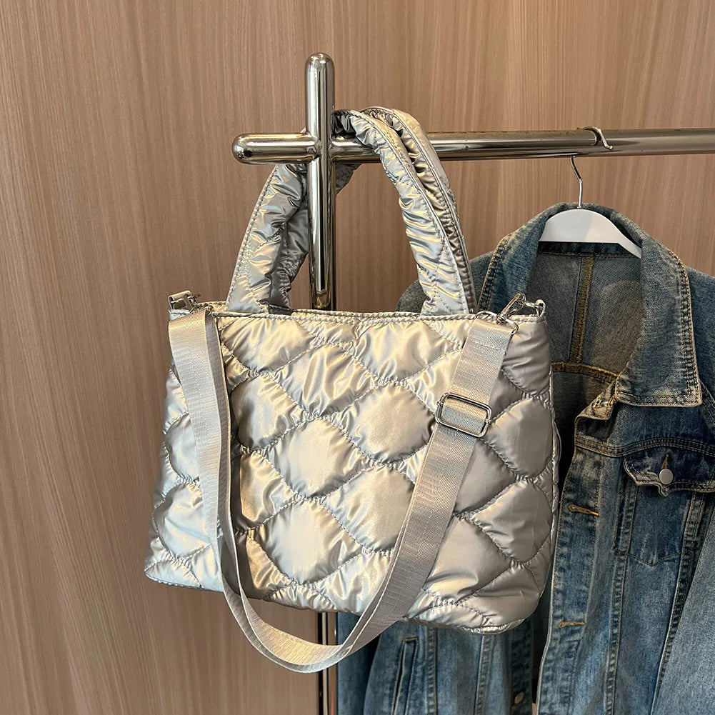 Quilted Nylon Messenger Bag for Women