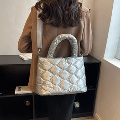 Quilted Nylon Messenger Bag for Women