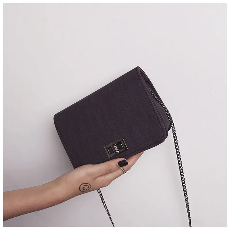Women Messenger Bag Square Bag Cloth Pattern Turn Lock Mini Bag