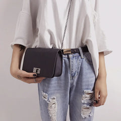 Women Messenger Bag Square Bag Cloth Pattern Turn Lock Mini Bag