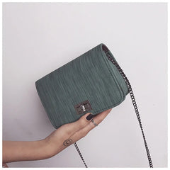 Women Messenger Bag Square Bag Cloth Pattern Turn Lock Mini Bag
