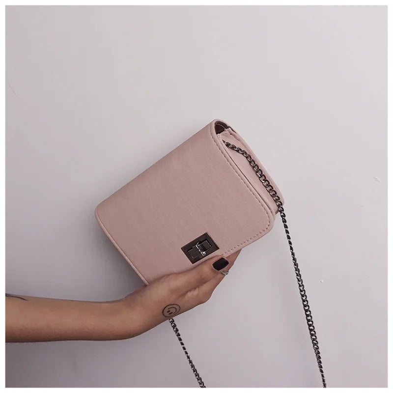 Women Messenger Bag Square Bag Cloth Pattern Turn Lock Mini Bag