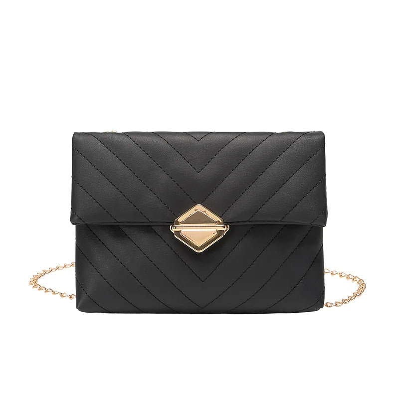 Women Messenger Bag Lingge Embroidery Shoulder Bag Chain Crossbody Bags